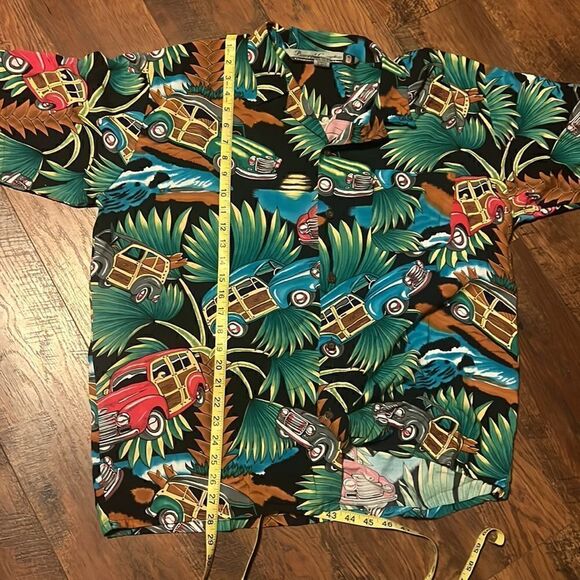 Pineapple Connections by Hey Man Woody Print Hawaiian Shirt size L - Picture 6 of 11